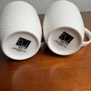 2 Studio TU Felicia Fine Bone China Coffee Mugs White Textured Diamond thincrack – photo 5
