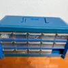 Blue Plastic 14-Drawer Small Parts Organizer Storage Cabinet Tool Box