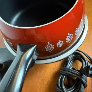 Vintage Oster Electric Fondue Pot Set Red Orange MCM Atomic Teflon TESTED – photo 2