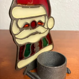 Stained Glass Vintage Cast Iron Santa Claus Votive Candle Holder Christmas CB1 – photo 2