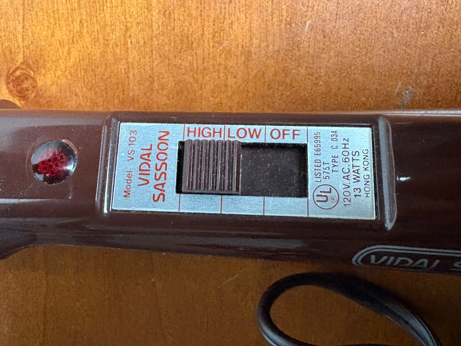 Vidal Sassoon VS 103 Vintage Curling Iron Brown High/Low Heat TESTED WORKS 13W – photo 3