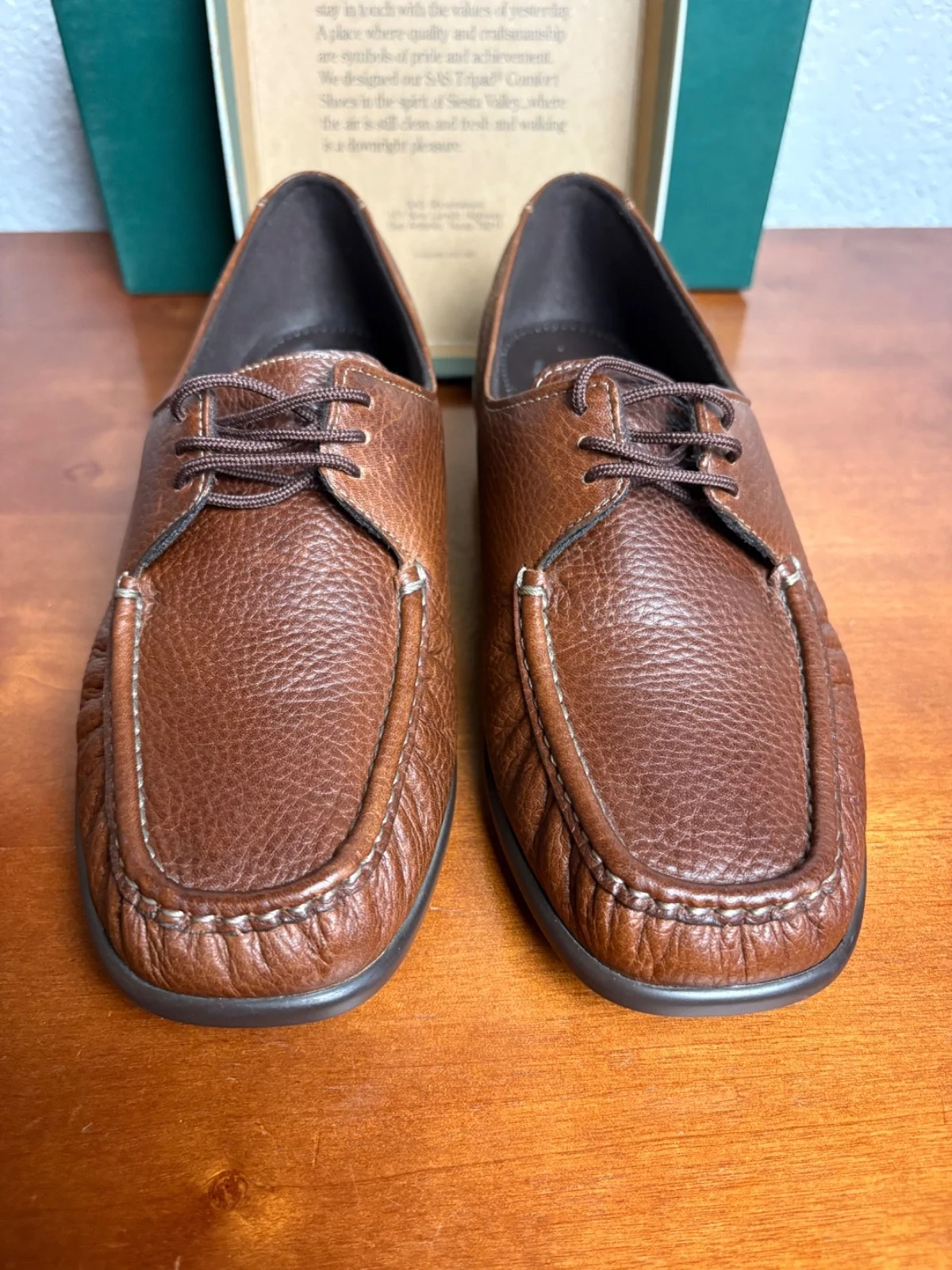 SAS Siesta Brown Leather Comfort Moccasin Womens 10 N Lace Up Oxford Shoes USA – photo 2