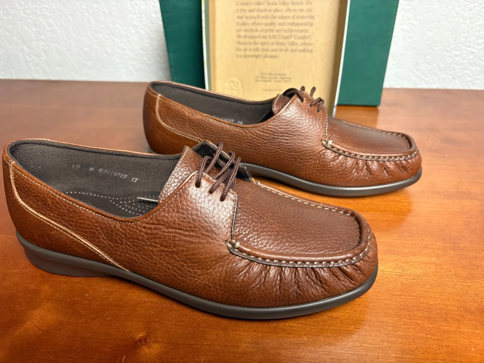 SAS Siesta Brown Leather Comfort Moccasin Womens 10 N Lace Up Oxford Shoes USA – photo 3