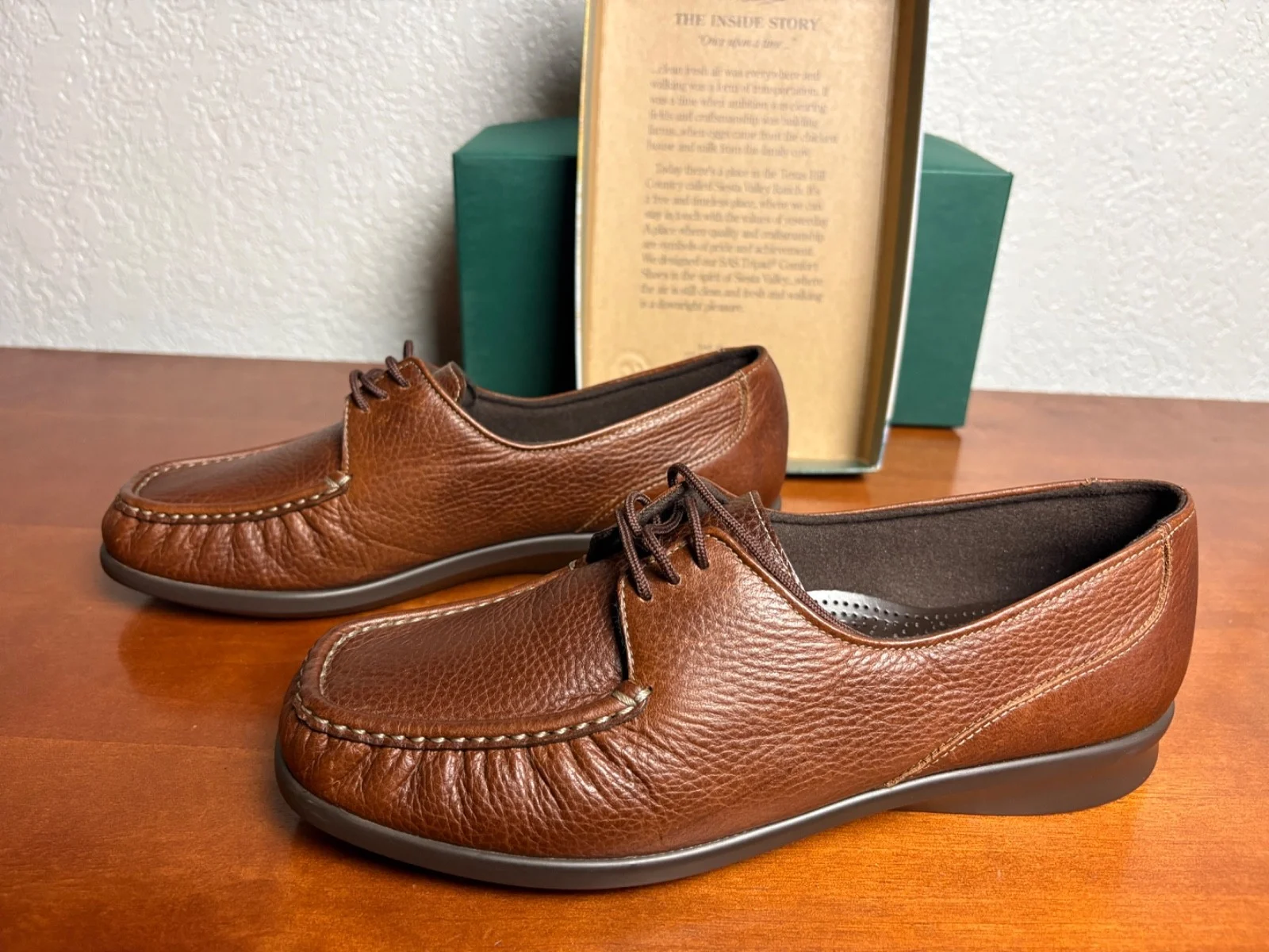 SAS Siesta Brown Leather Comfort Moccasin Womens 10 N Lace Up Oxford Shoes USA – photo 9