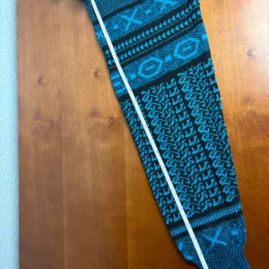 Barnaby Sweater Mens L Blue Black Geometric Southwestern Leather Accents – photo 10