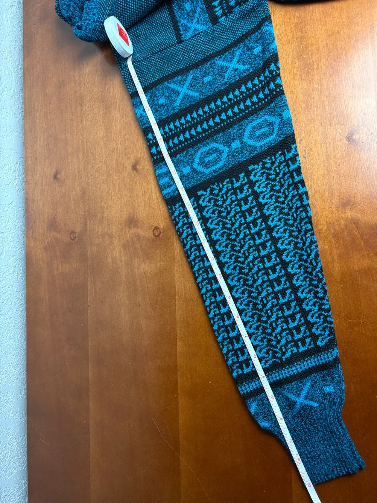 Barnaby Sweater Mens L Blue Black Geometric Southwestern Leather Accents – photo 10