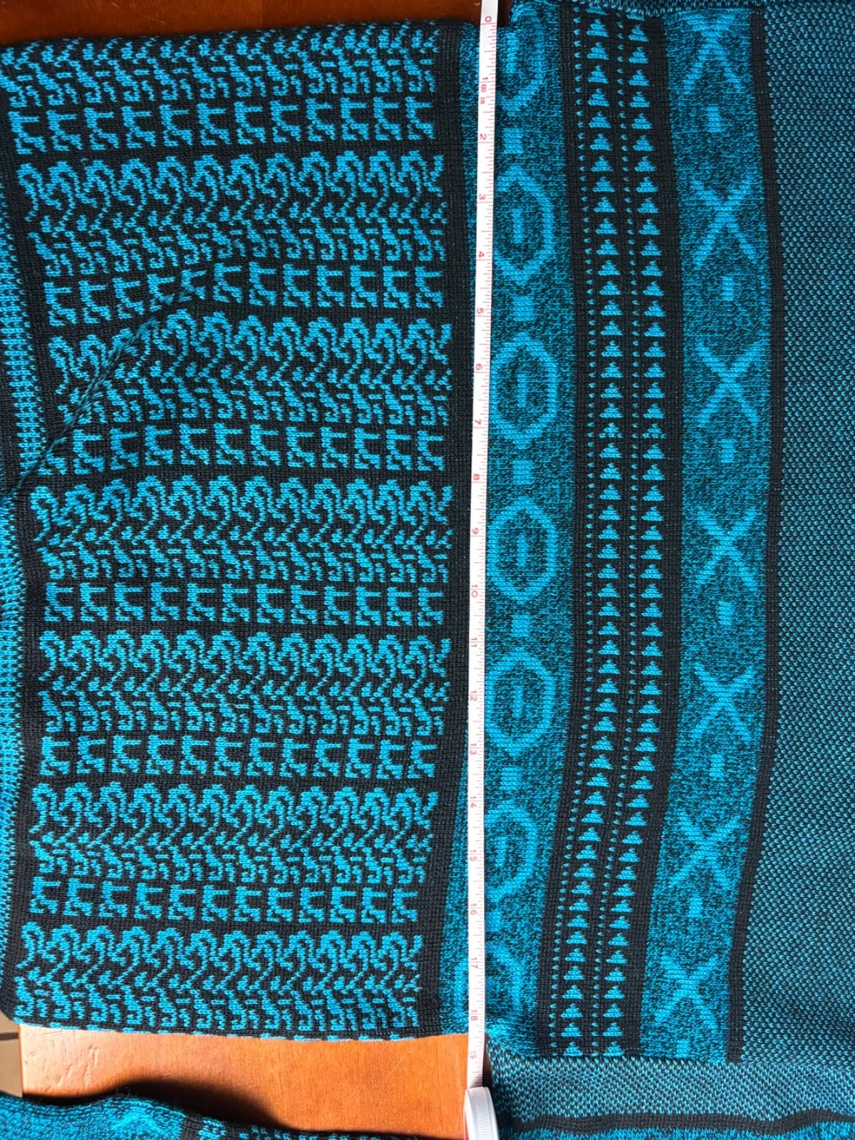 Barnaby Sweater Mens L Blue Black Geometric Southwestern Leather Accents – photo 8