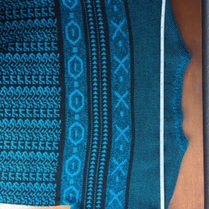 Barnaby Sweater Mens L Blue Black Geometric Southwestern Leather Accents – photo 9