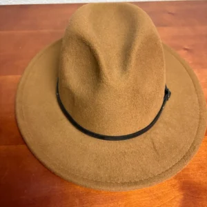 Set of 3 Wide Brim Fedora Hats Black Grey Camel Tan One Size Unisex Boater Style – photo 3