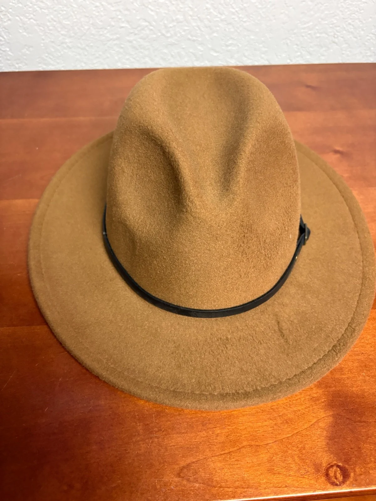 Set of 3 Wide Brim Fedora Hats Black Grey Camel Tan One Size Unisex Boater Style – photo 3