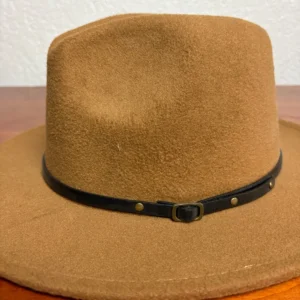 Set of 3 Wide Brim Fedora Hats Black Grey Camel Tan One Size Unisex Boater Style – photo 6