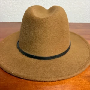 Set of 3 Wide Brim Fedora Hats Black Grey Camel Tan One Size Unisex Boater Style – photo 7