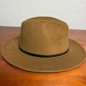 Set of 3 Wide Brim Fedora Hats Black Grey Camel Tan One Size Unisex Boater Style – photo 8