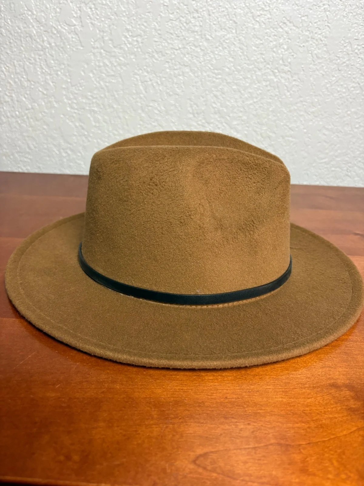 Set of 3 Wide Brim Fedora Hats Black Grey Camel Tan One Size Unisex Boater Style – photo 8