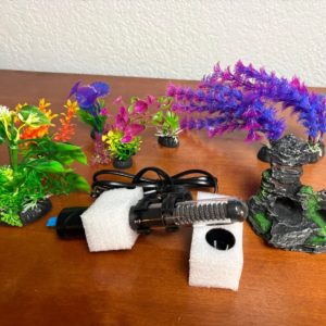 Fish Tank Starter Kit: 50W Submersible Heater, Rock Decor & Assorted Silk Plants – photo 6