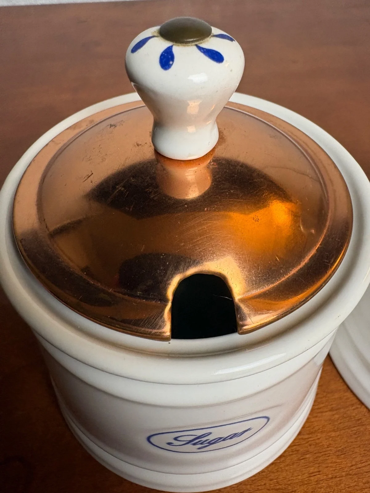 Baker Hart & Stuart White Ceramic Sugar Bowl Set Copper Lids – photo 10