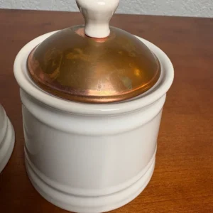 Baker Hart & Stuart White Ceramic Sugar Bowl Set Copper Lids – photo 3