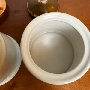 Baker Hart & Stuart White Ceramic Sugar Bowl Set Copper Lids – photo 5