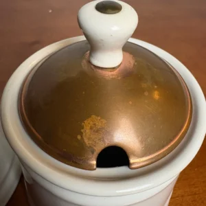 Baker Hart & Stuart White Ceramic Sugar Bowl Set Copper Lids – photo 9