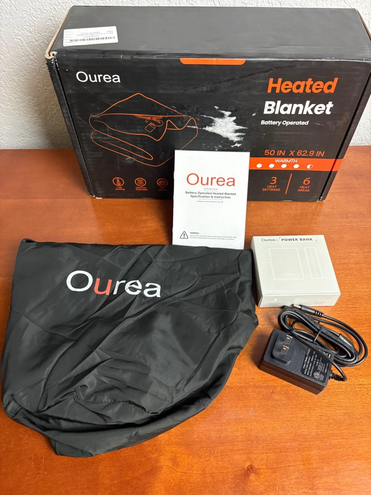 Ourea USB Heated Throw Blanket Battery-Operated, Cordless, Electric
