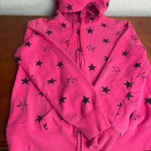 Disney Tinker Bell Pink Zip Up Hoodie Junior XL 15/17 Stars Fairy Y2K Style