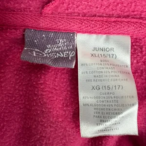 Disney Tinker Bell Pink Zip Up Hoodie Junior XL 15/17 Stars Fairy Y2K Style – photo 2