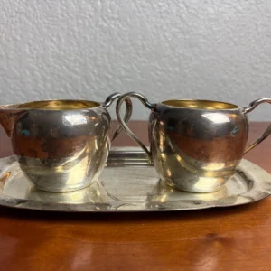 Wallace Silver Plate Creamer Sugar Bowl & Tray Set Vintage Melford C8647 M235