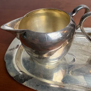 Wallace Silver Plate Creamer Sugar Bowl & Tray Set Vintage Melford C8647 M235 – photo 2