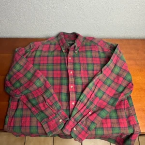RedHead Men’s Large Plaid Flannel Shirt Long Sleeve Button Down Red Green Cotton