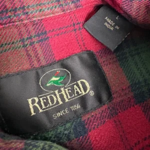 RedHead Men’s Large Plaid Flannel Shirt Long Sleeve Button Down Red Green Cotton – photo 2