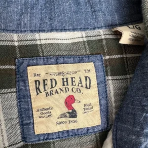 Red Head Brand Co. Mens Large Plaid Flannel Shirt Green Gray Long Sleeve Cotton – photo 2