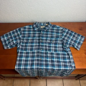 Red Head Brand Co Men's Size M Short Sleeve Shirt Button Up Blue Plaid