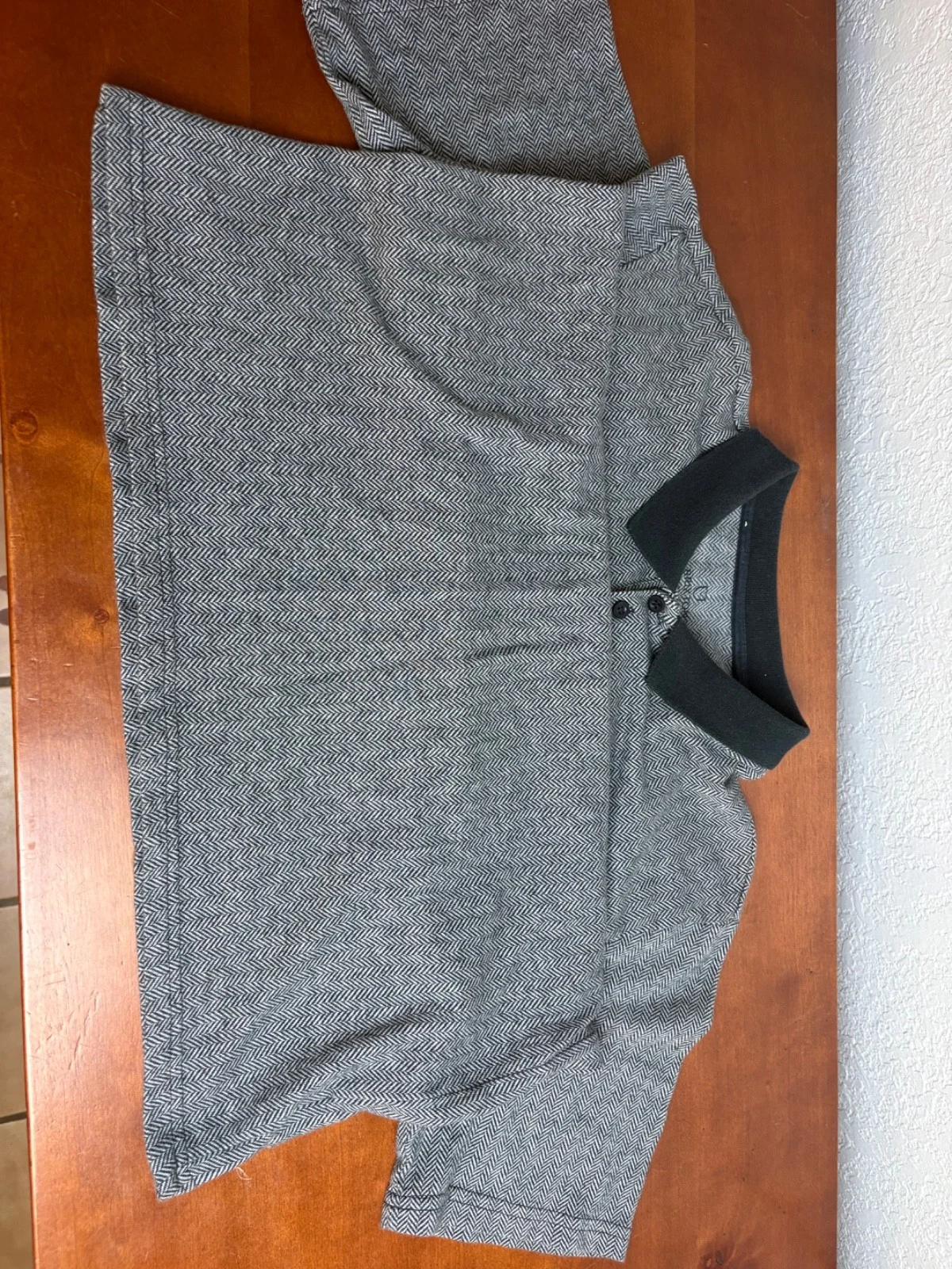 Brixton Men's Large Herringbone Polo Shirt Gray Black Short Sleeve Knit Top – photo 4
