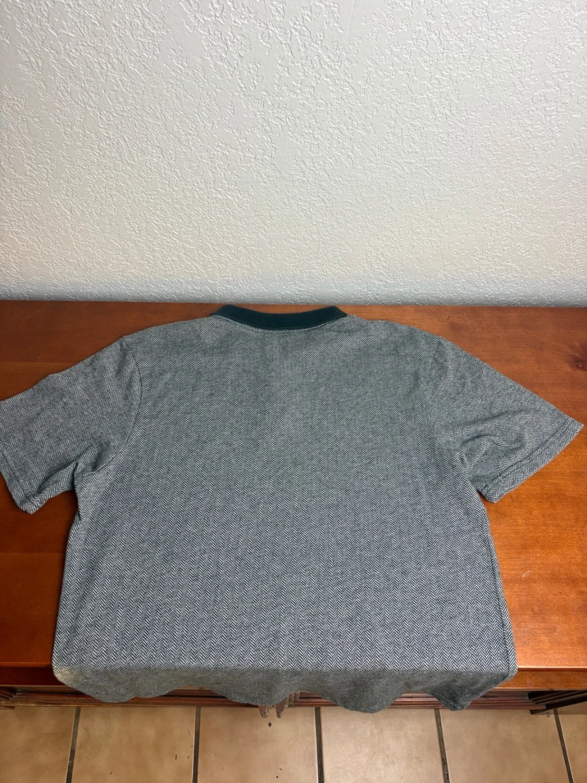 Brixton Men's Large Herringbone Polo Shirt Gray Black Short Sleeve Knit Top – photo 5