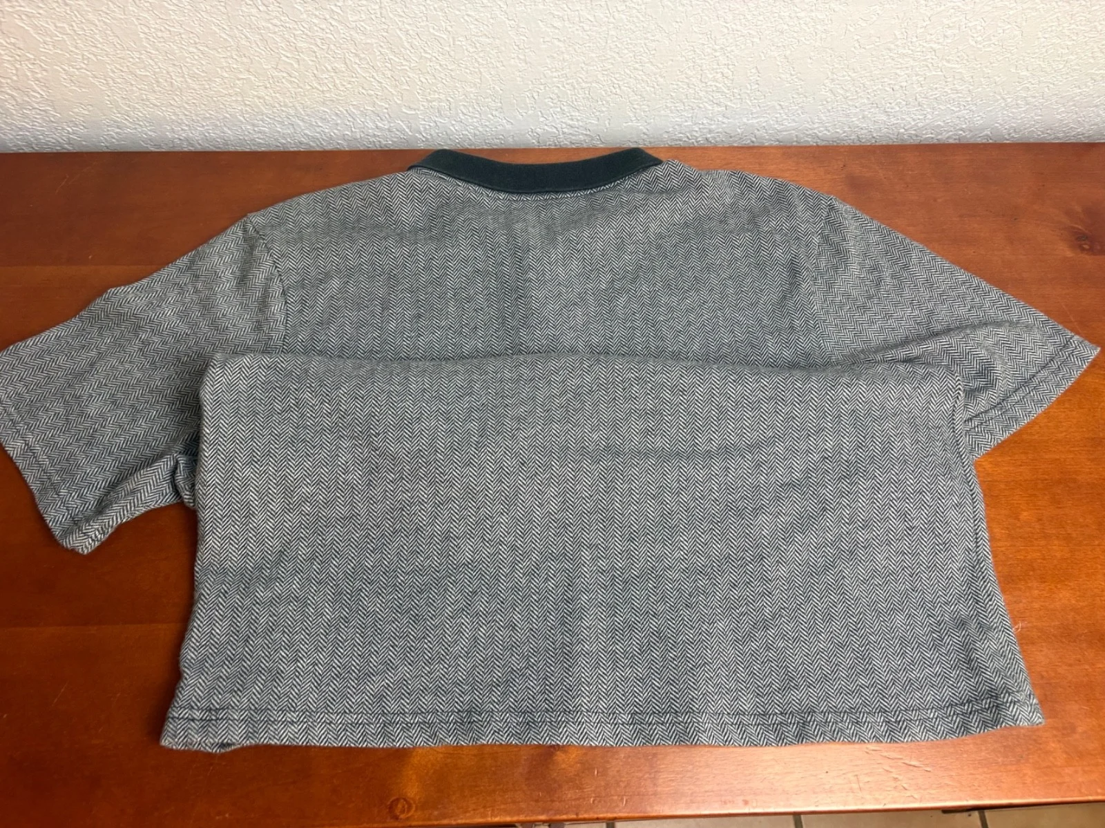Brixton Men's Large Herringbone Polo Shirt Gray Black Short Sleeve Knit Top – photo 6