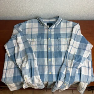Lucky Brand Men's XL Plaid Flannel Shirt Long Sleeve Blue White Button Down XL/T
