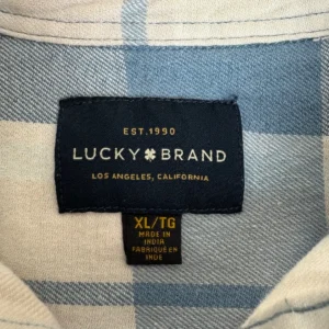 Lucky Brand Men's XL Plaid Flannel Shirt Long Sleeve Blue White Button Down XL/T – photo 2