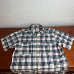 RedHead Brand Co. Men's Large Plaid Shirt Short Sleeve Cotton Button Down Blue