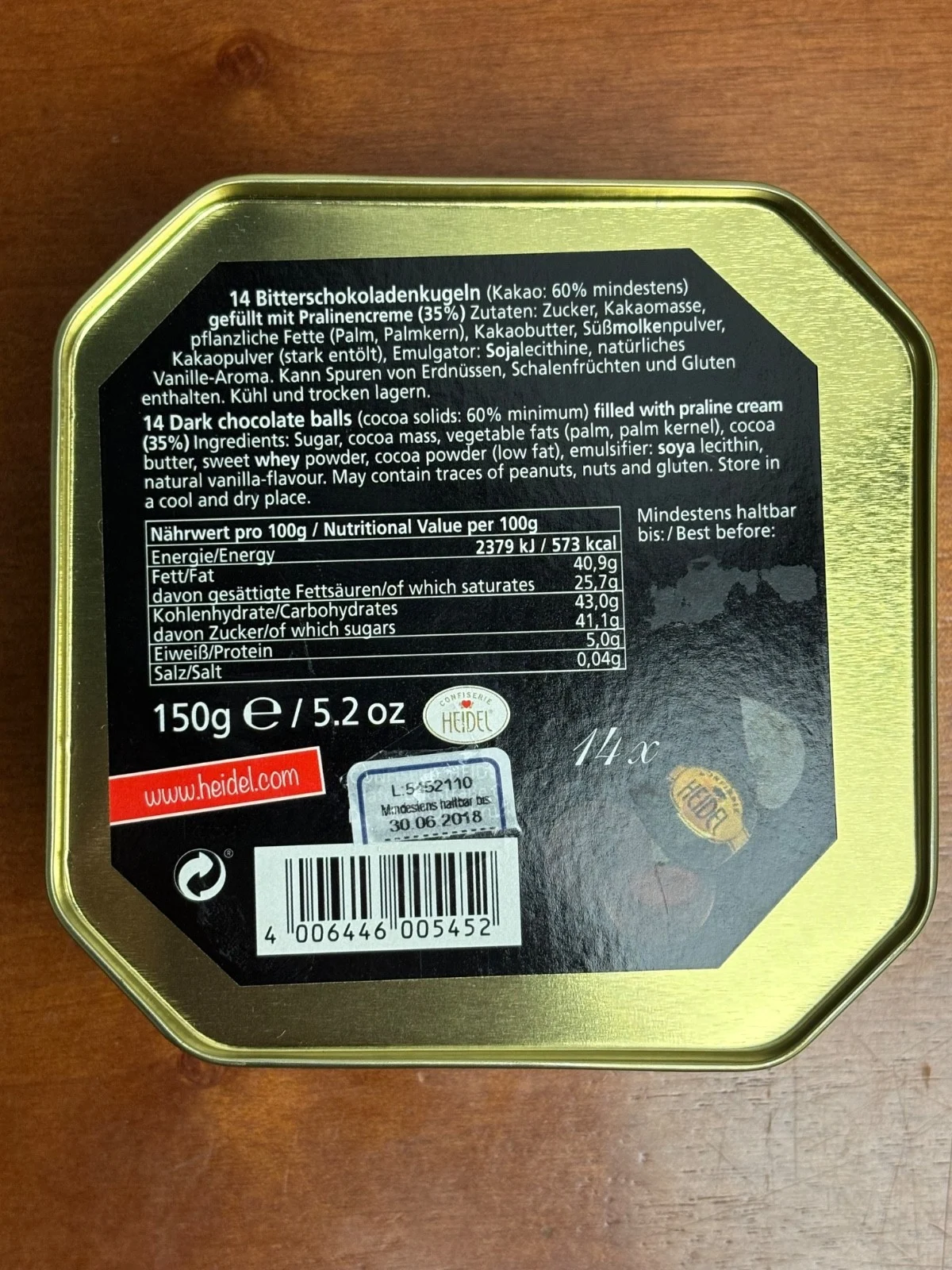 Confiserie Heidel Dark Chocolate Empty Collectible Tin Octagonal Art Deco Style – photo 2