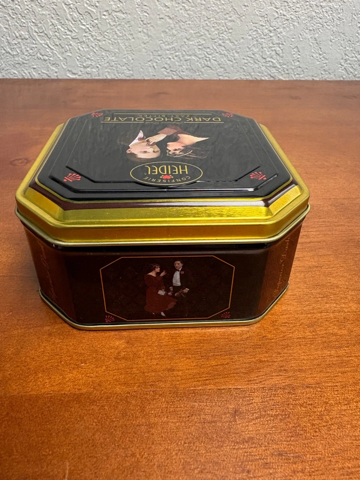 Confiserie Heidel Dark Chocolate Empty Collectible Tin Octagonal Art Deco Style – photo 5
