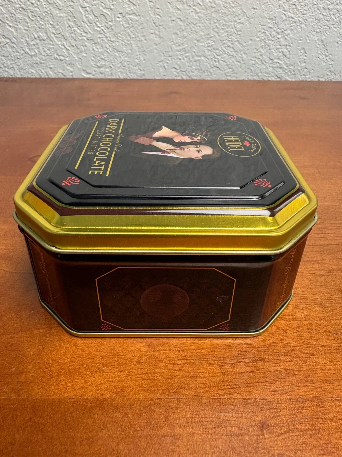 Confiserie Heidel Dark Chocolate Empty Collectible Tin Octagonal Art Deco Style – photo 6