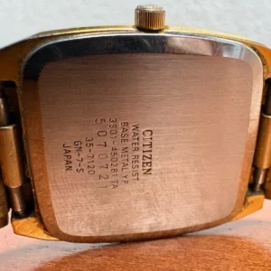 Citizen Quartz Gold Tone Watch Day/Date Square 3801-450281 TA Japan GN-7-S – photo 8