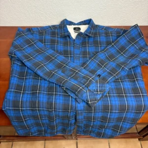 Quiksilver Men's XXL Blue Plaid Sherpa Lined Flannel Shirt Jacket Regular Fit