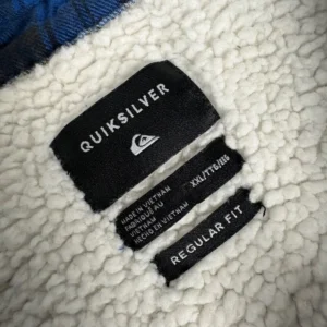 Quiksilver Men's XXL Blue Plaid Sherpa Lined Flannel Shirt Jacket Regular Fit – photo 2